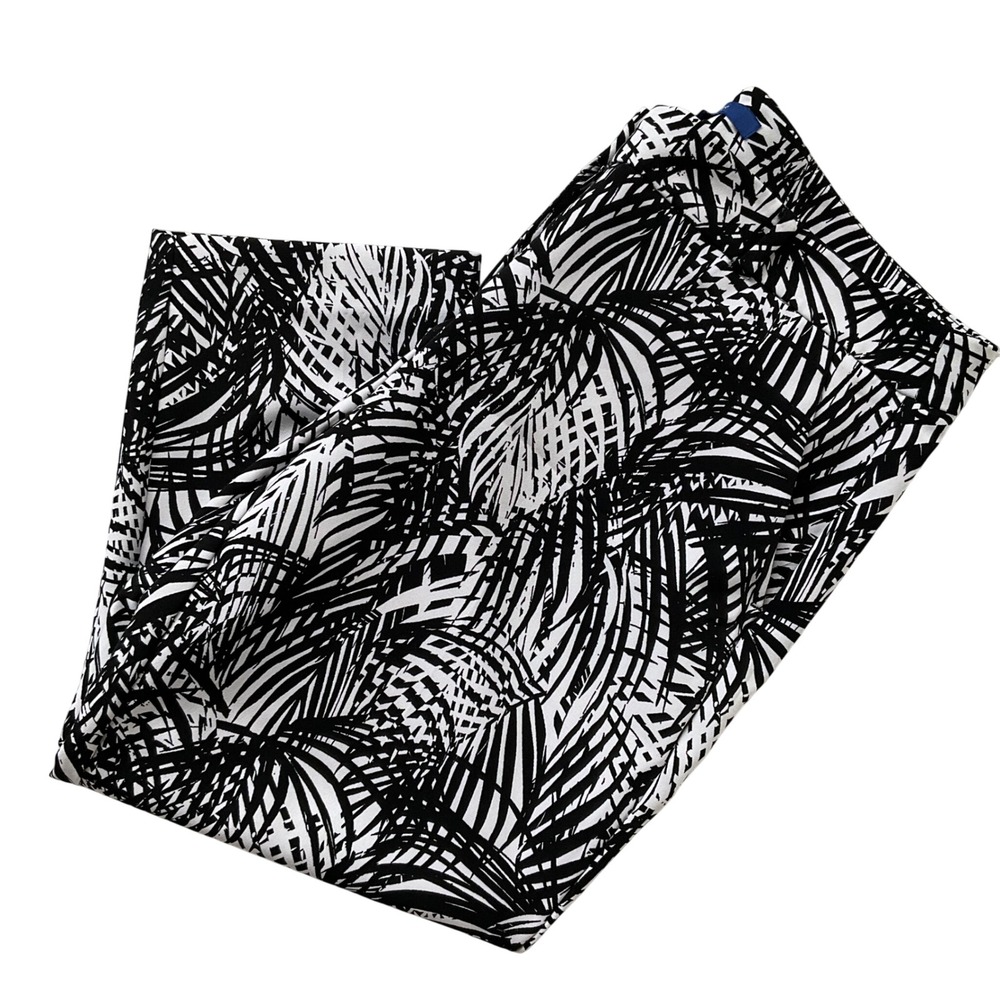 Apt.‎ 9 Torie Black White Tropical Palm Print Crop Capri Dress Pants Trousers 16